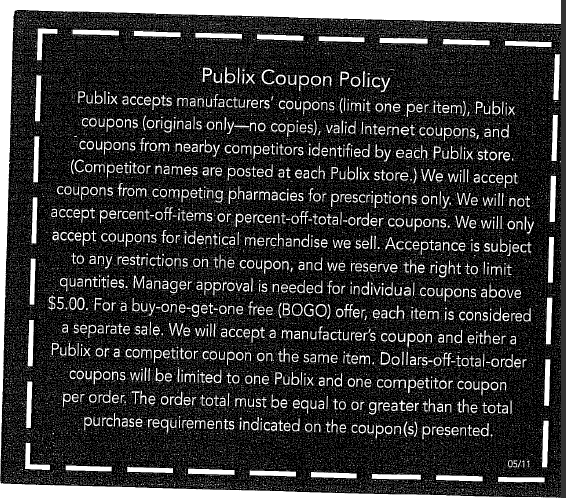 target coupon policy. Publix Coupon Policy with
