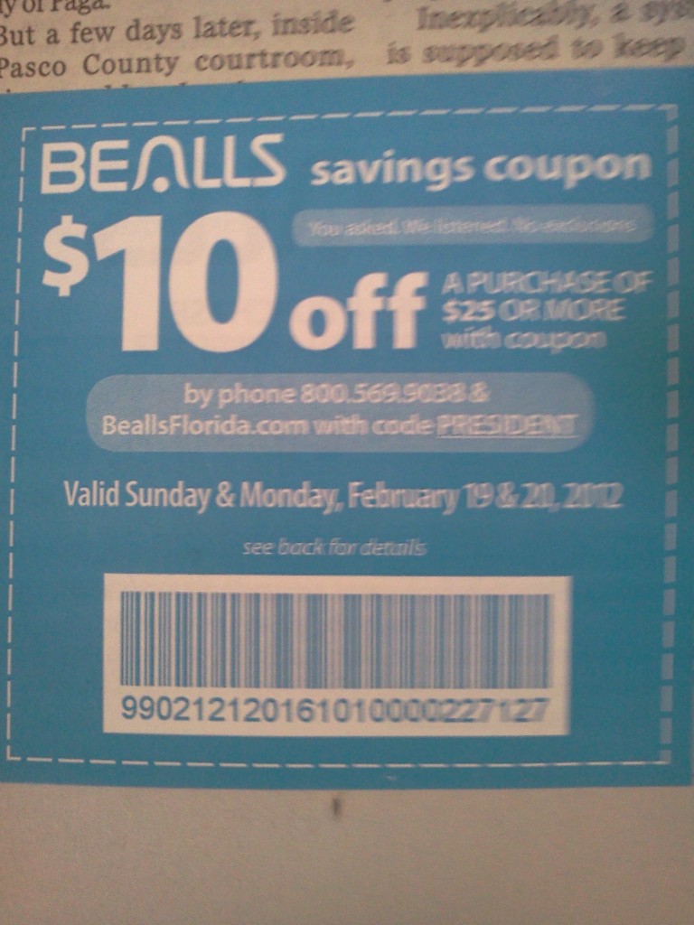 10 off 25 or more Bealls Coupon