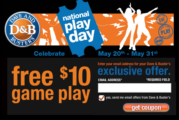 $10 FREE Game Play at Dave & Buster's