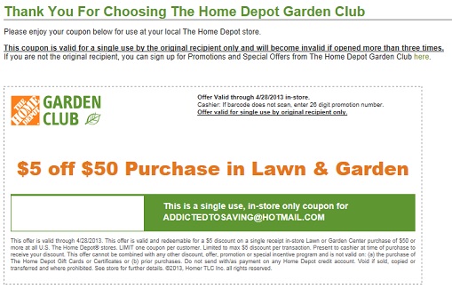 Sign Up To Receive Mailed Emailed Home Depot Garden Club Coupons