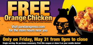 free orange chicken at panda express