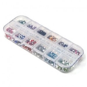 SODIAL(TM) 3000 Nail Art Gems Mixed Colours Shapes in Case (Size 2mm)