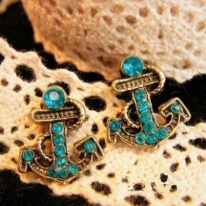 crystal anchor earrings
