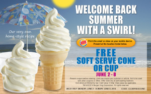 free soft serve at burger king