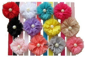 set of 12 baby flower headbands