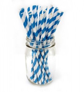 blue and white paper straws