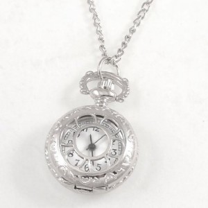 Flower Cut Out Pocket Watch Necklace