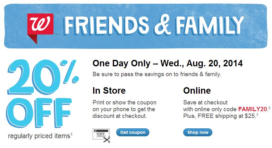 walgreens friends and family