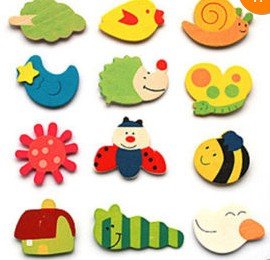 wooden animal magnets