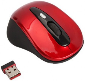 Red Cordless USB Wireless Mouse