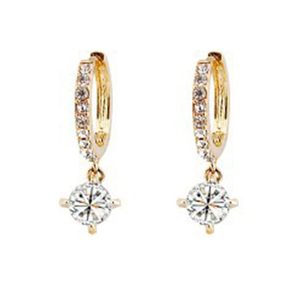 18K Gold and Silver Plated Crystal Hook Earrings