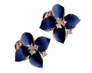 Blue Flower Crystal Earrings