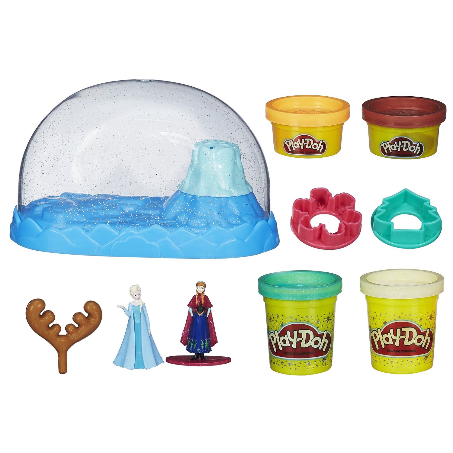 Play-Doh Disney Frozen Sparkle Snow Dome Set with Elsa and Anna