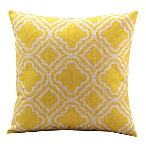 Yellow Quatrefoil Pillow Cover