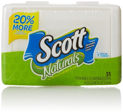 scott naturals flushable wipes