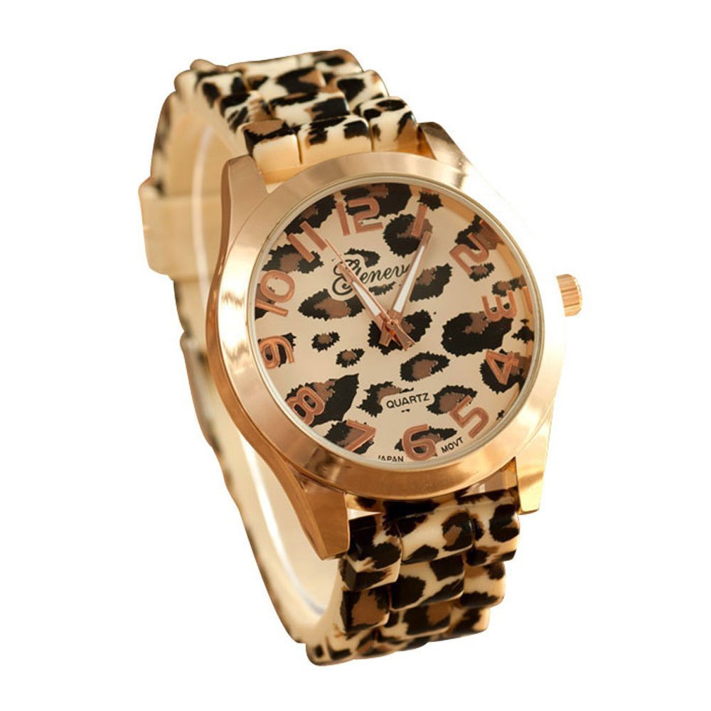 Geneva Leopard Print Silicone Watch
