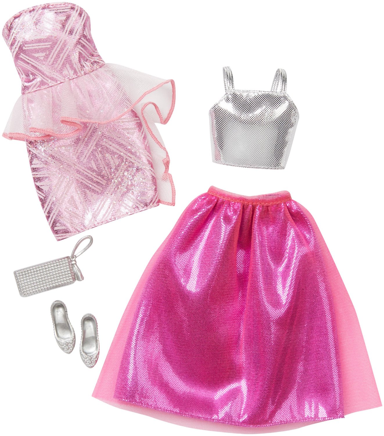 Barbie Fashion 2 Pack Fancy Pink And Silver Dresses For 8 25