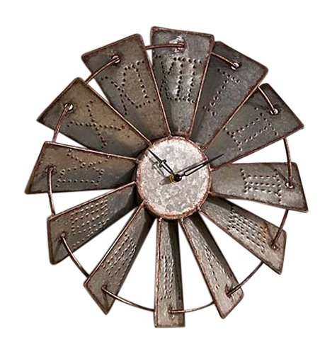 Metal Windmill Wall Clock