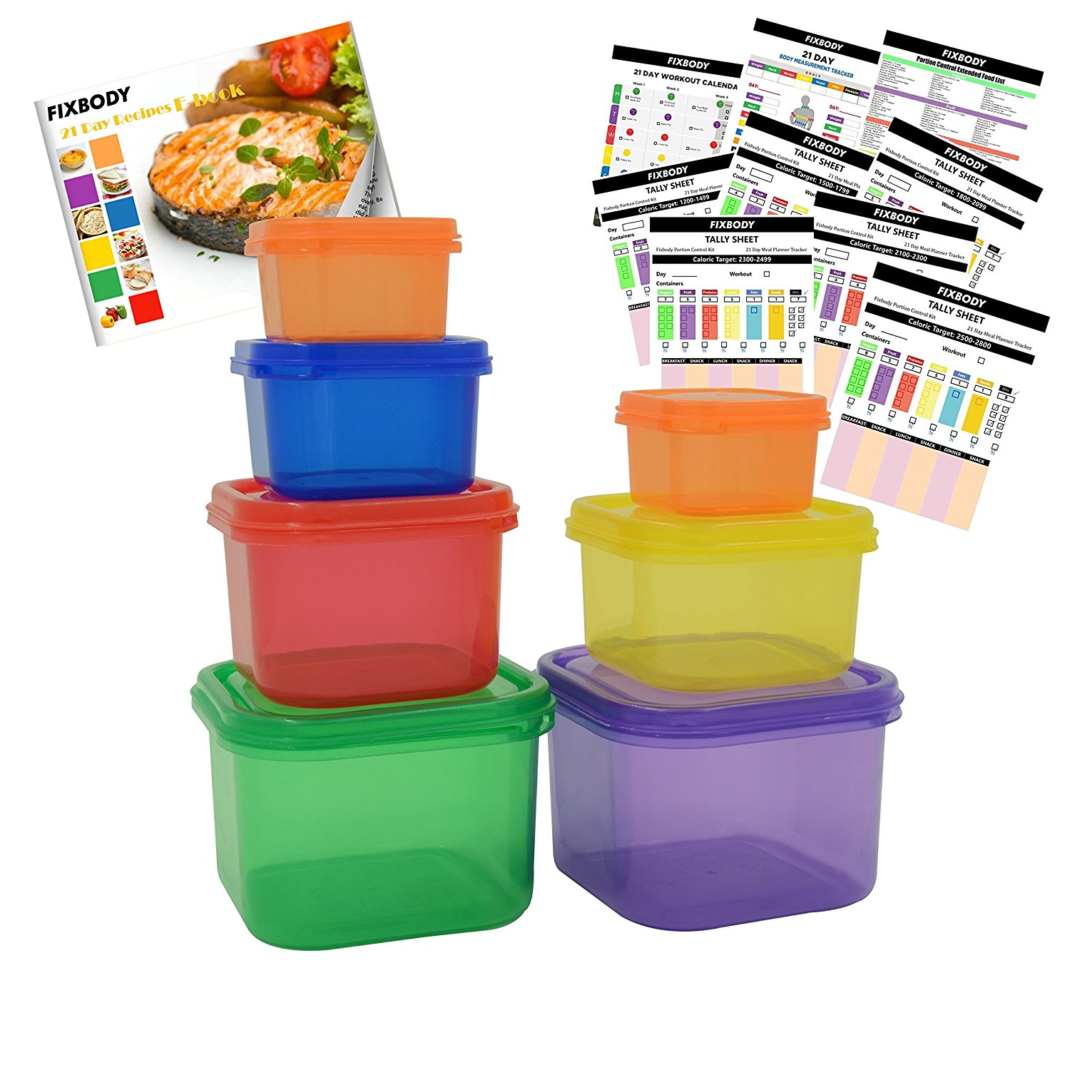 FIXBODY 7 Piece Portion Control Containers Kit
