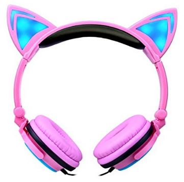 Kids LED Flashing Cat Ear Headphones