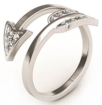 Silver and Crystal Arrow Ring