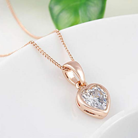 Rose Gold Crystal Heart-Shaped Necklace under $3! - AddictedToSaving.com